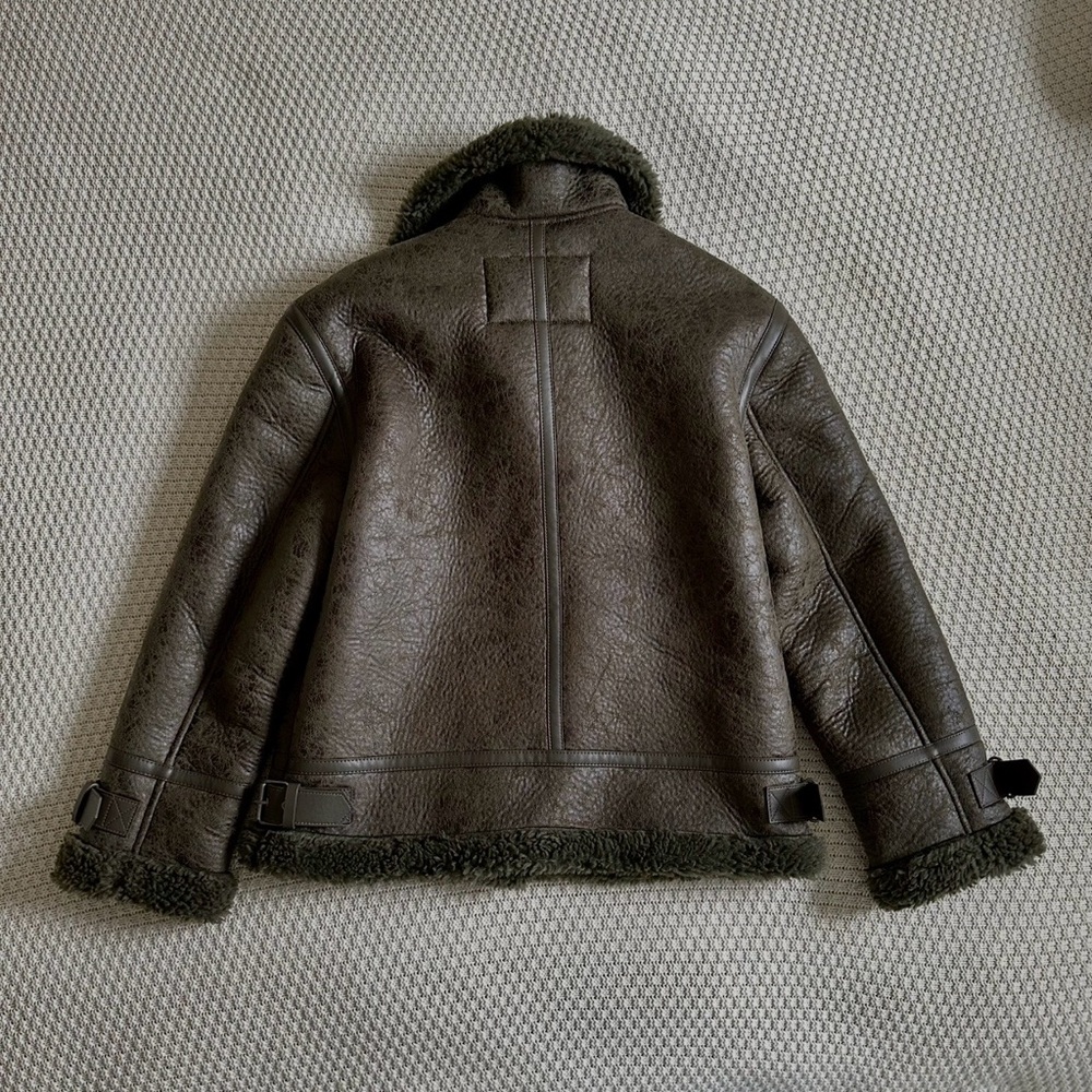 Ae Oversized Shearling Biker Jacket - image 3